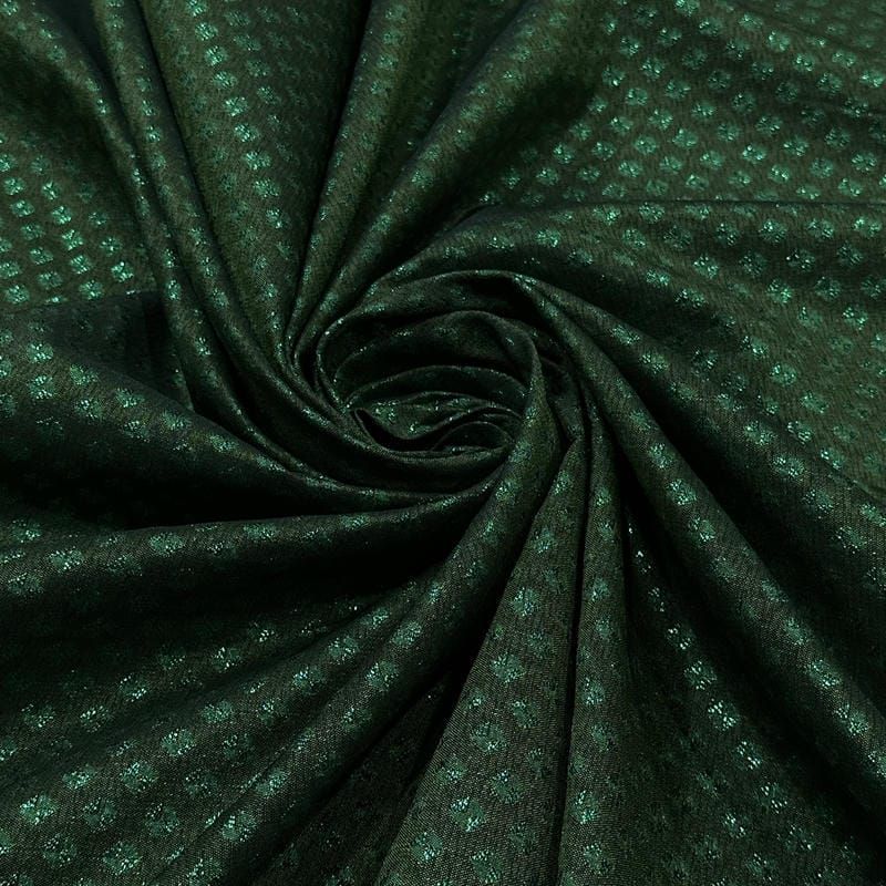 Tecido Jacquard Metalizado Mini Geométrico Verde Esmeralda • Conexão