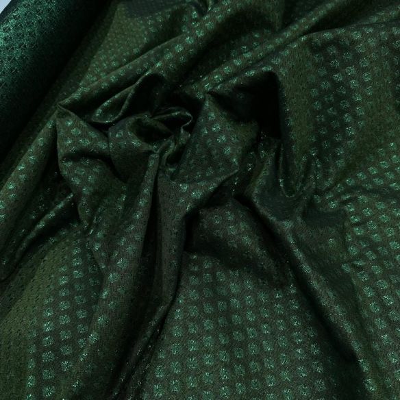 Tecido Jacquard Metalizado Mini Geométrico Verde Esmeralda • Conexão