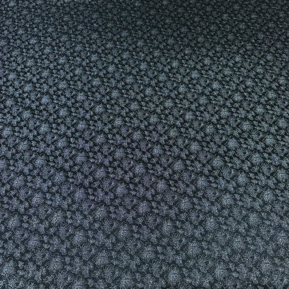 Tecido Jacquard Metalizado Floral Preto e Prata • Conexão Tecidos