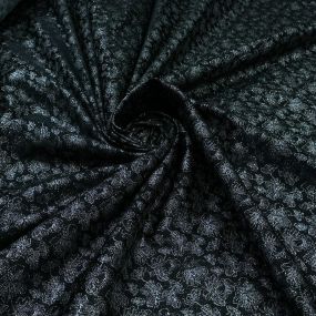 Tecido Jacquard Metalizado Floral Preto e Prata • Conexão Tecidos 2