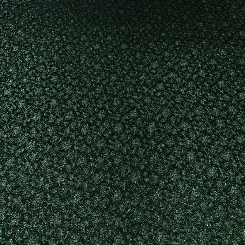 Tecido Jacquard Metalizado Floral Preto e Verde Esmeralda • Conexão