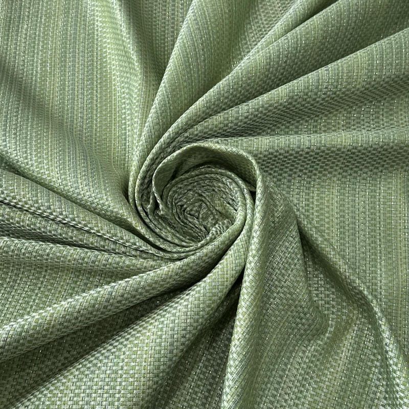 Tecido Jacquard Metalizado Tramado Verde Menta e Prata • Conexão