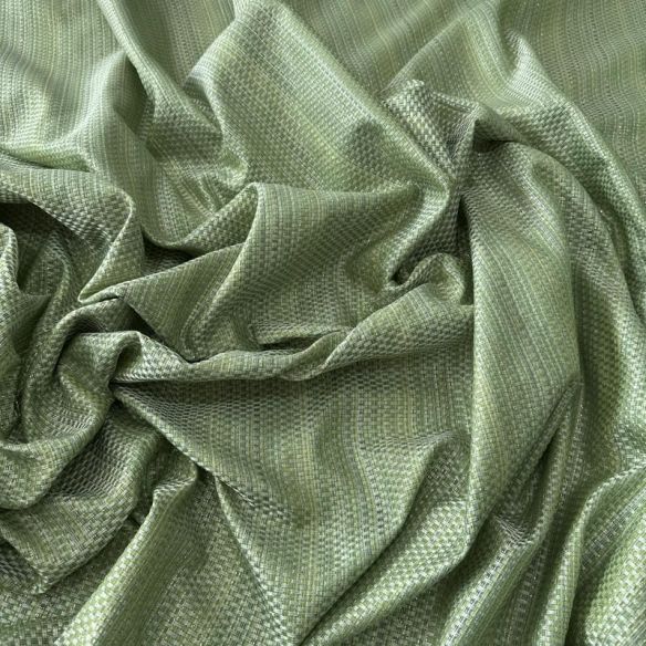 Tecido Jacquard Metalizado Tramado Verde Menta e Prata • Conexão