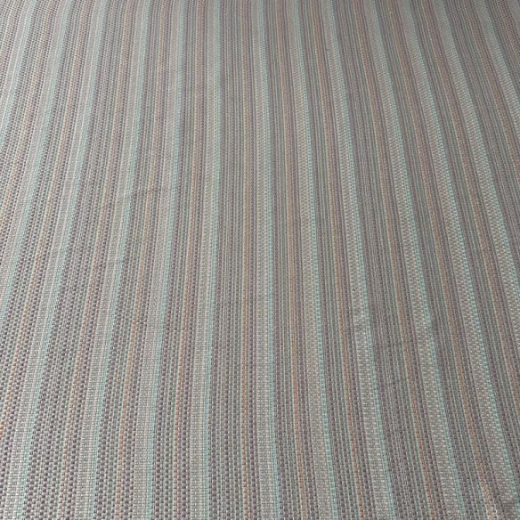 Tecido Jacquard Metalizado Listrado Cinza, Terracota e Verde Água •