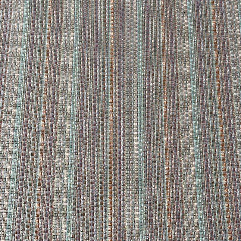 Tecido Jacquard Metalizado Listrado Cinza, Terracota e Verde Água •