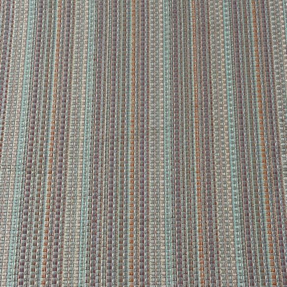 Tecido Jacquard Metalizado Listrado Cinza, Terracota e Verde Água •