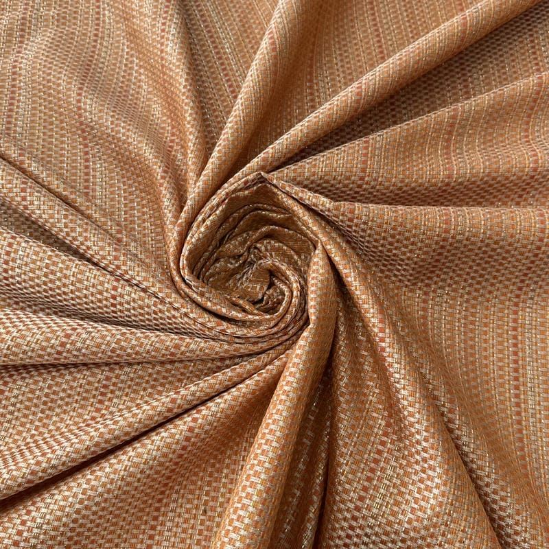 Tecido Jacquard Metalizado Tramado Cobre e Dourado • Conexão Tecidos