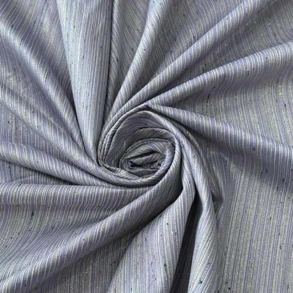 Tecido Jacquard Metalizado Listrado Prata e Lilás • Conexão Tecidos
