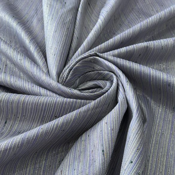 Tecido Jacquard Metalizado Listrado Prata e Lilás • Conexão Tecidos