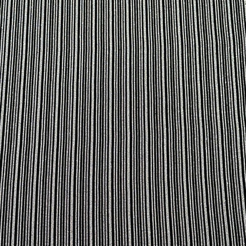 Tecido Jacquard Metalizado Risca de Giz Preto e Prata • Conexão