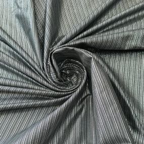 Tecido Jacquard Metalizado Risca de Giz Preto e Prata • Conexão