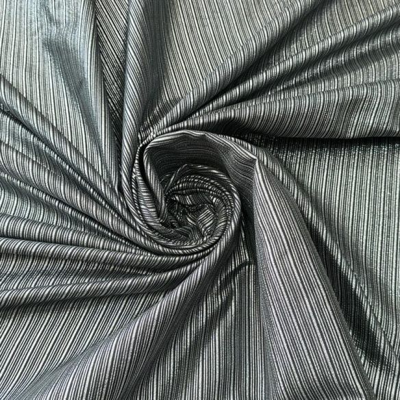 Tecido Jacquard Metalizado Risca de Giz Preto e Prata • Conexão
