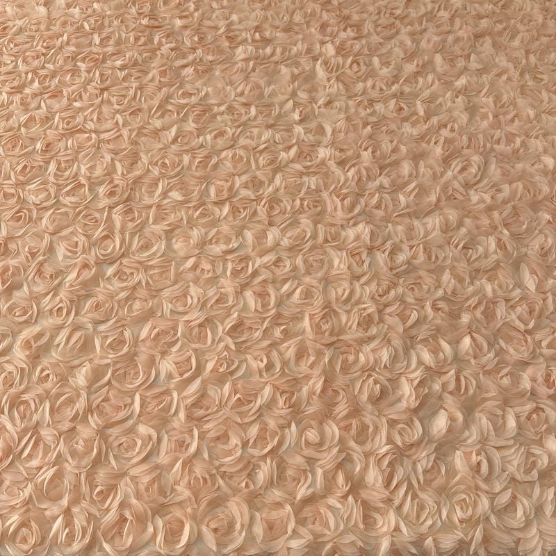 Tecido Tule Bordado 3D Rosas Pêssego • Conexão Tecidos