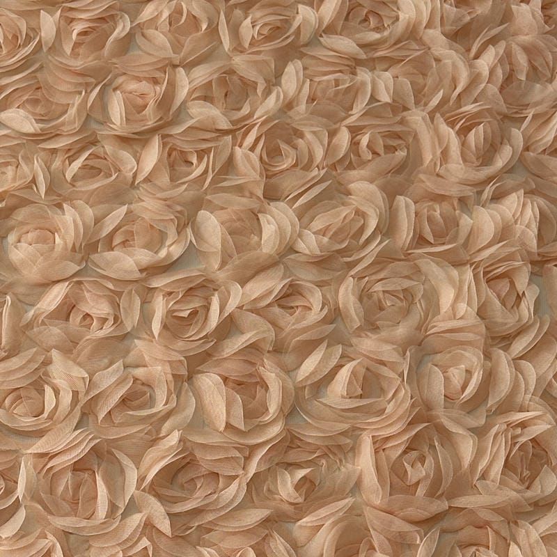 Tecido Tule Bordado 3D Rosas Pêssego • Conexão Tecidos