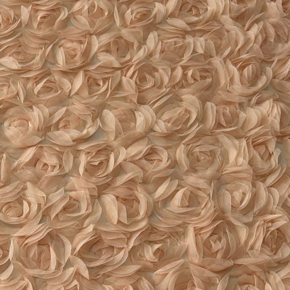 Tecido Tule Bordado 3D Rosas Pêssego • Conexão Tecidos
