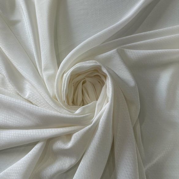Tecido Crepe de Chine Jacquard Off White • Conexão Tecidos