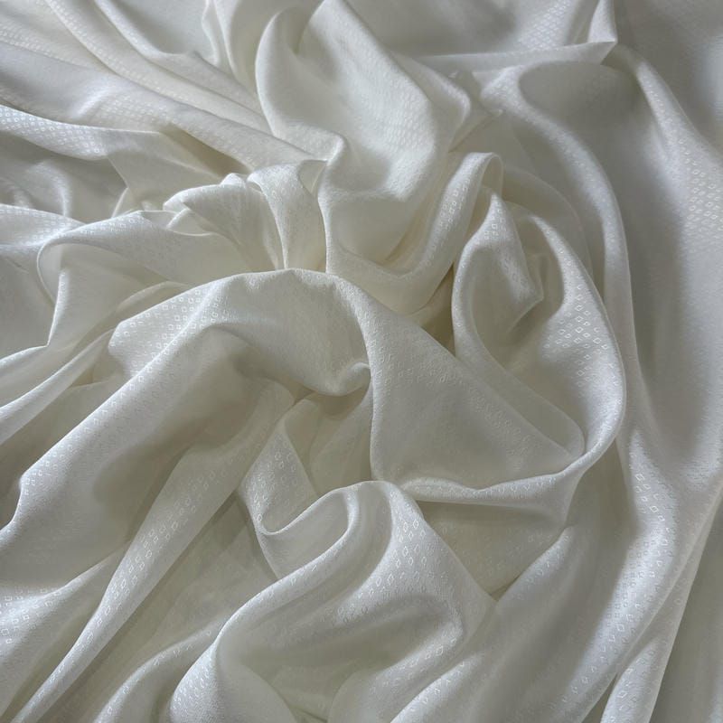 Tecido Crepe de Chine Jacquard Off White • Conexão Tecidos