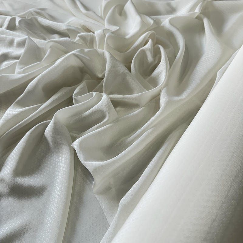Tecido Crepe de Chine Jacquard Off White • Conexão Tecidos