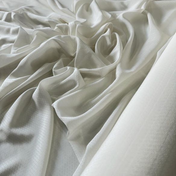 Tecido Crepe de Chine Jacquard Off White • Conexão Tecidos