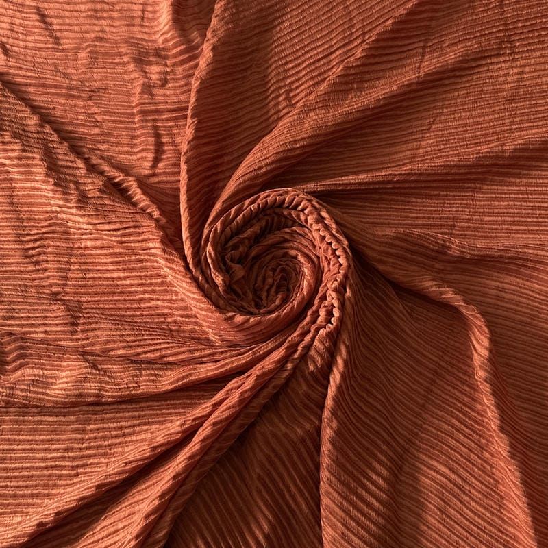Tecido Seda Pura Silk Plissé Terracota • Conexão Tecidos