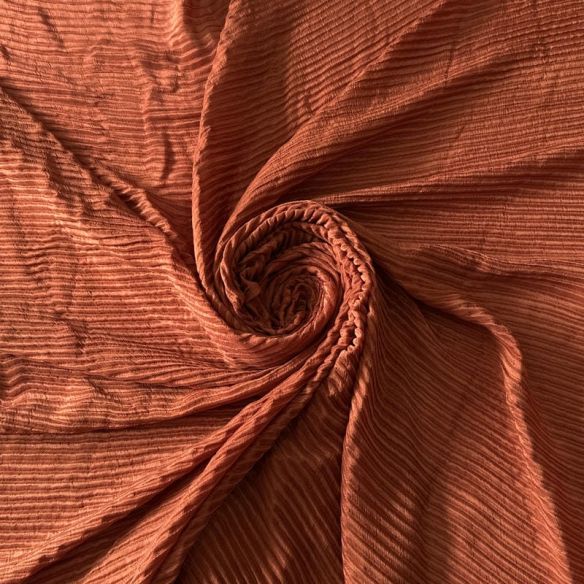Tecido Seda Pura Silk Plissé Terracota • Conexão Tecidos