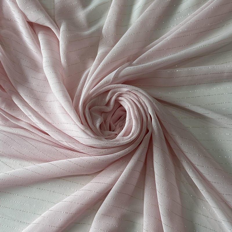 Tecido Chiffon De Seda Pura Lurex Rosa Mimi • Conexão Tecidos