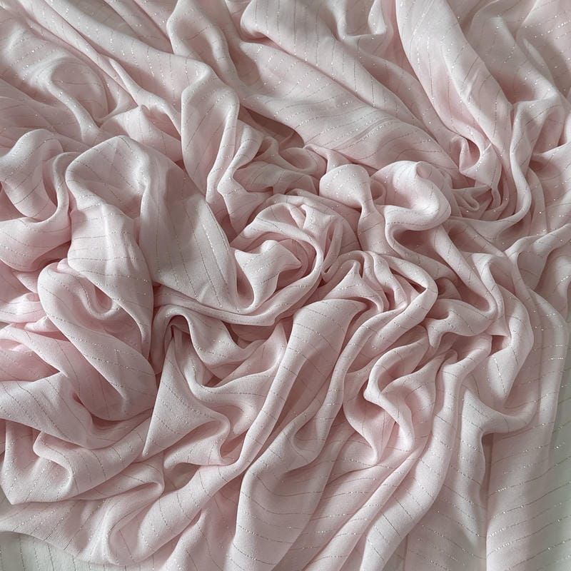 Tecido Chiffon De Seda Pura Lurex Rosa Mimi • Conexão Tecidos