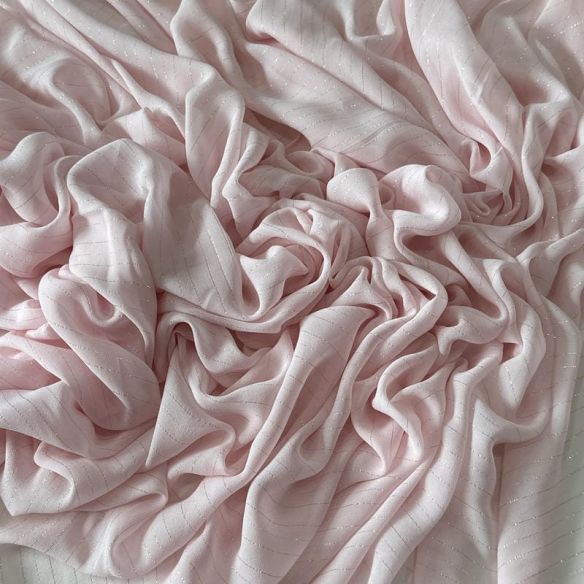 Tecido Chiffon De Seda Pura Lurex Rosa Mimi • Conexão Tecidos