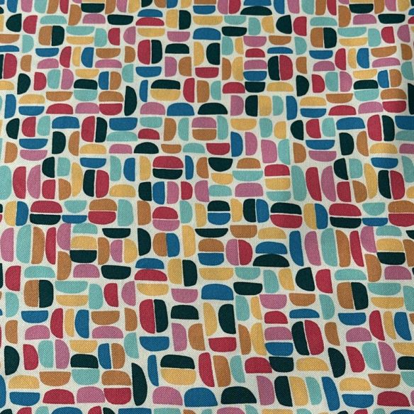 Tecido Viscose Estampada Mosaico Retrô Multicolorido • Conexão Tecidos
