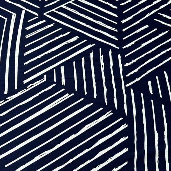 Tecido Viscose Estampada Geométrico Riviera Marinho • Conexão Tecidos