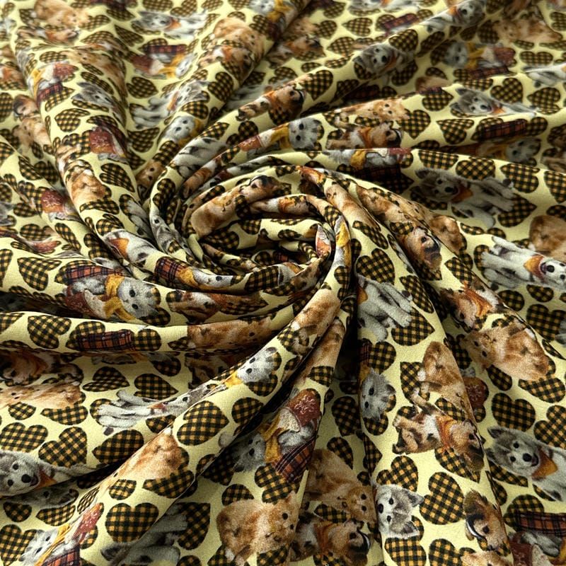 Tecido Viscose Estampada Ursinhos Doce Afeto Creme • Conexão Tecidos