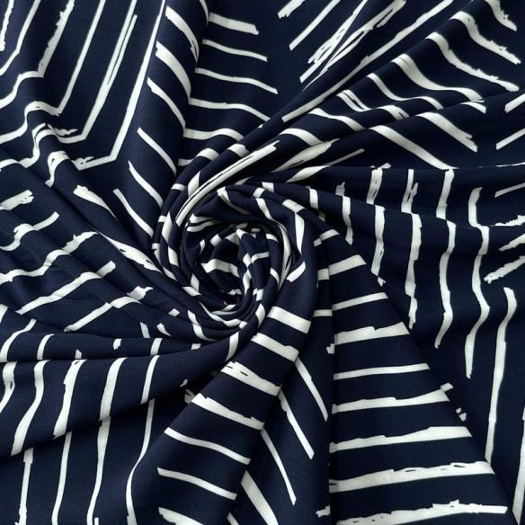 Tecido Viscose Estampada Geométrico Riviera Marinho • Conexão Tecidos