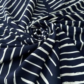 Tecido Viscose Estampada Geométrico Riviera Marinho • Conexão Tecidos 2