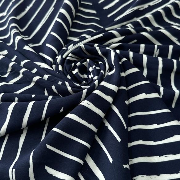 Tecido Viscose Estampada Geométrico Riviera Marinho • Conexão Tecidos