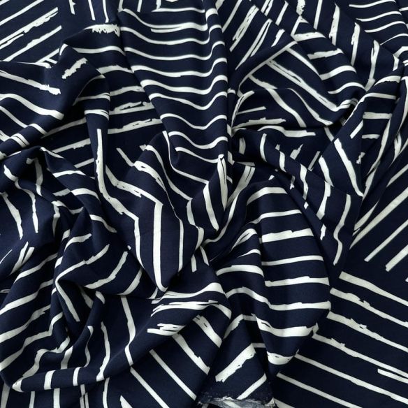 Tecido Viscose Estampada Geométrico Riviera Marinho • Conexão Tecidos