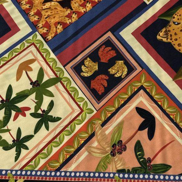 Tecido Viscose Estampada Lenço Tropical Marinho • Conexão Tecidos