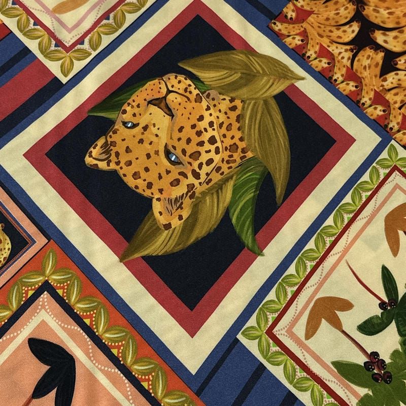 Tecido Viscose Estampada Lenço Tropical Marinho • Conexão Tecidos