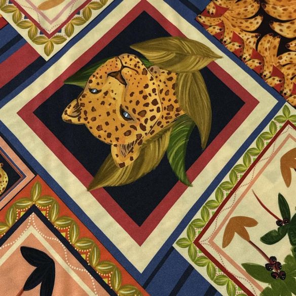 Tecido Viscose Estampada Lenço Tropical Marinho • Conexão Tecidos