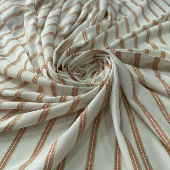 Tecido Viscose Estampada Listrado Provence Branco • Conexão Tecidos