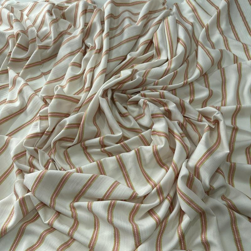 Tecido Viscose Estampada Listrado Provence Branco • Conexão Tecidos