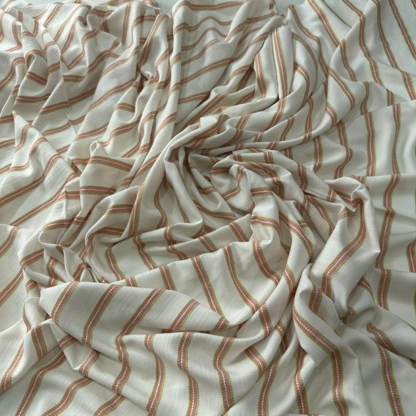 Tecido Viscose Estampada Listrado Provence Branco • Conexão Tecidos