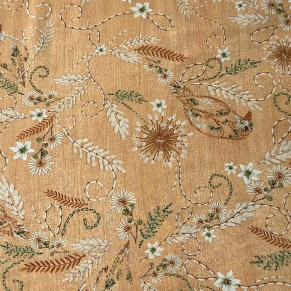 Tecido Viscose Estampada Pássaros Campestres Bege Mel • Conexão