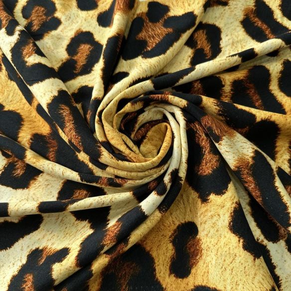 Tecido Viscose Estampada Onça Clássica Caramelo • Conexão Tecidos