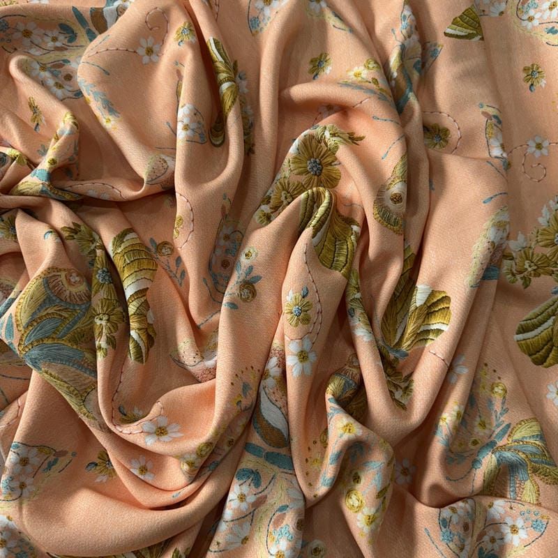 Tecido Viscose Estampada Borboletas Encantadas Pêssego • Conexão