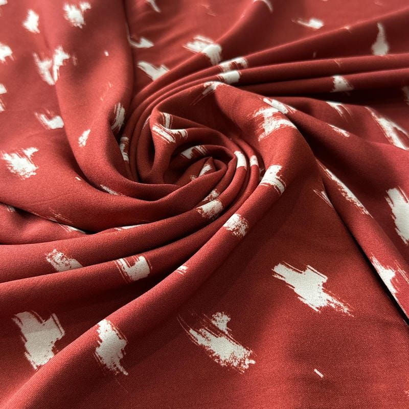 Tecido Viscose Estampada Abstrato Siena Terracota • Conexão Tecidos