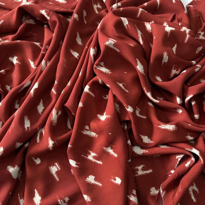 Tecido Viscose Estampada Abstrato Siena Terracota • Conexão Tecidos