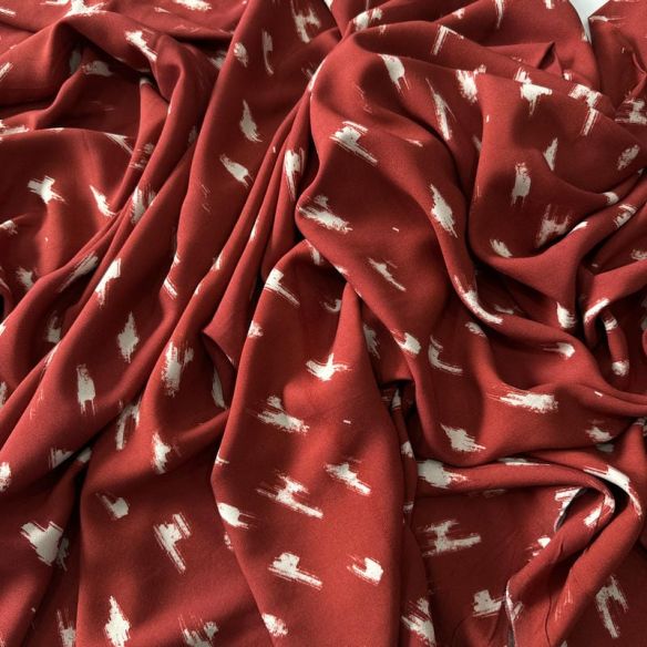 Tecido Viscose Estampada Abstrato Siena Terracota • Conexão Tecidos