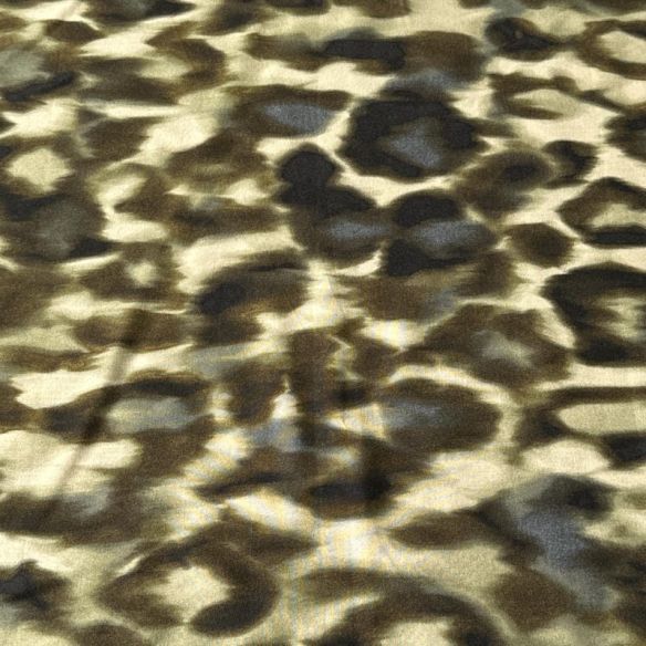 Tecido Viscose Estampada Onça Safari Verde Oliva • Conexão Tecidos