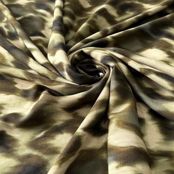 Tecido Viscose Estampada Onça Safari Verde Oliva • Conexão Tecidos