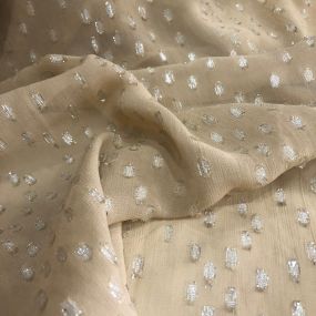 Tecido Chiffon De Viscose Foil Fundo Bege • Conexão Tecidos